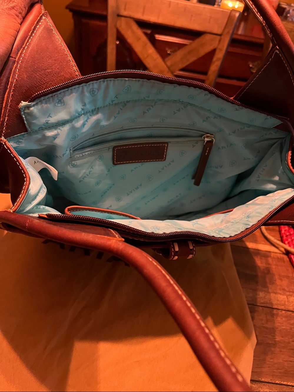 Ariat Dark Brown Round Leather Shoulder Bag - Picture 8 of 8